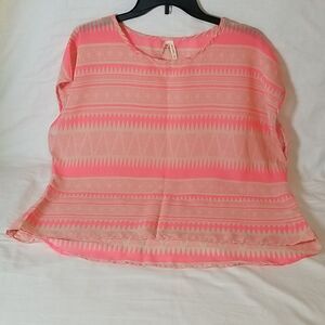 Live 4 Truth Pink &‎ Tan Sheer Sleeveless Blouse